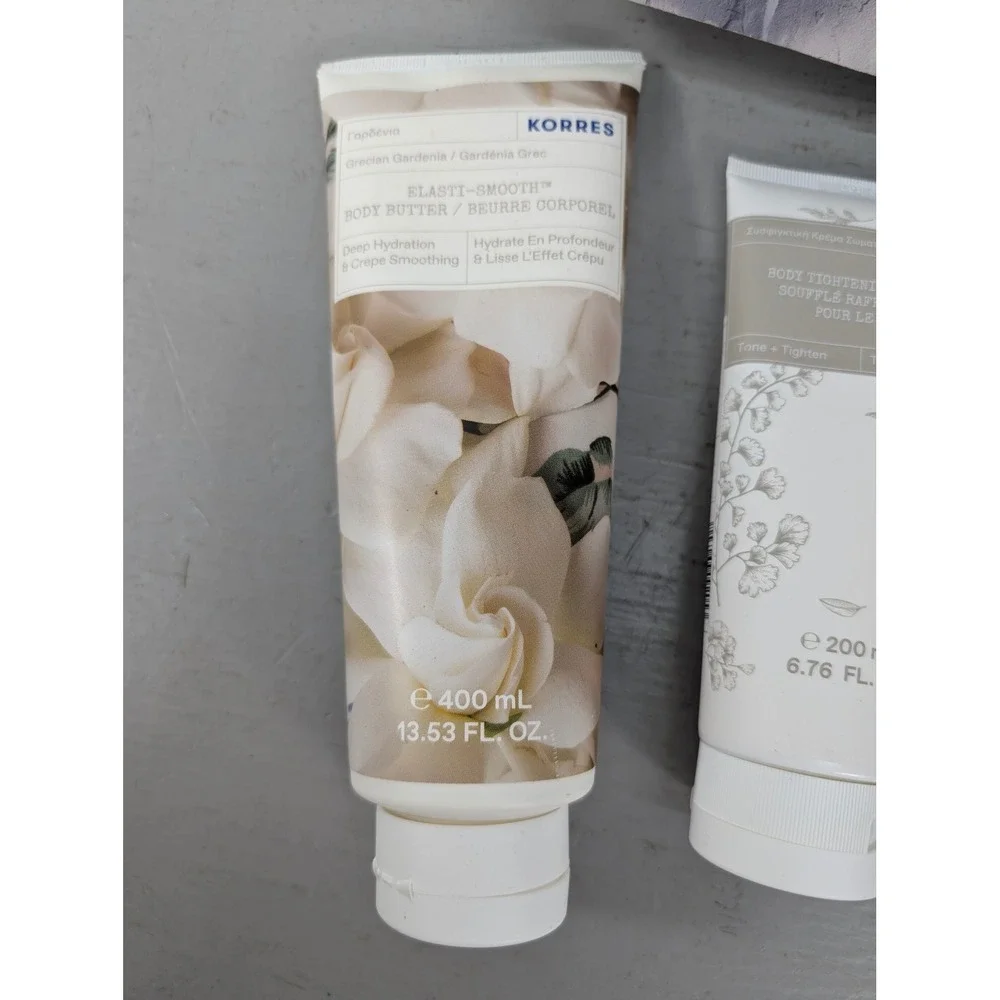 Korres Grecian Gardenia Body Care Set Body Butter Souffle Cleanser 4pc NIB
